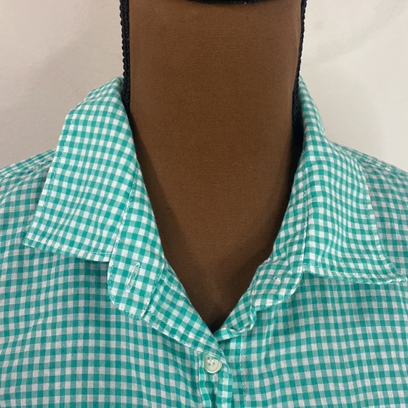 J Crew factory Gingham button down shirt green and white size XS - Picture 6 of 14